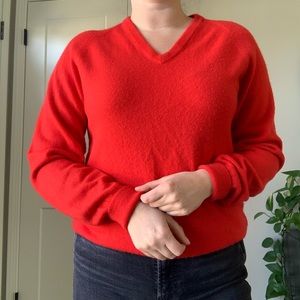 Vintage Red Christian Dior V-neck Sweater